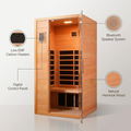1 Person Extendable FAR Infrared Sauna for Home, Hemlock Wood Low EMF 6 Carbon Heaters Indoor Saunas with LED Lights, Bluetooth Speaker, Digital Control Panel, and Seating Bench
