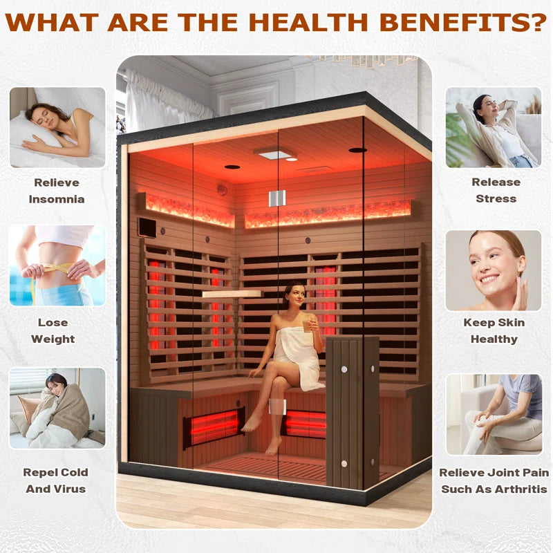 3-4 Person Indoor Bluetooth Compatible Far Infrared Sauna in Hemlock