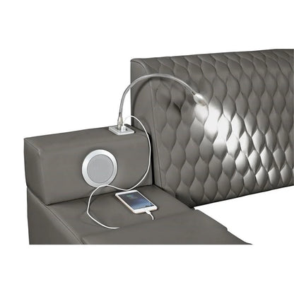 Smart Multifunctional Queen Size Bed Made with Wood in Gray