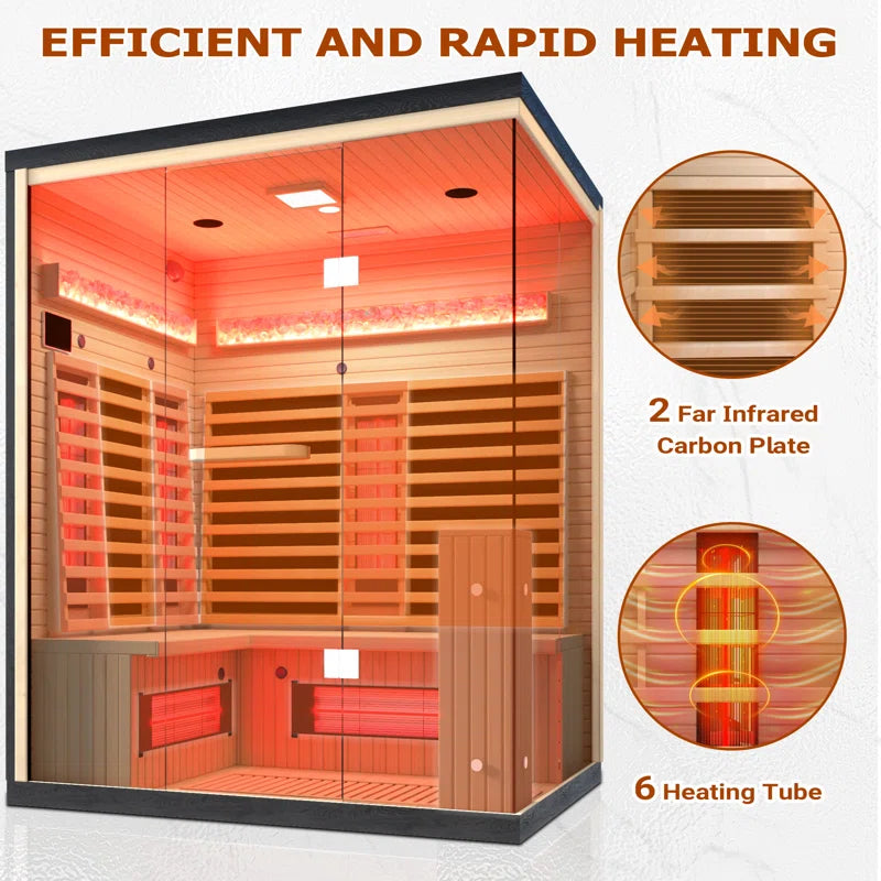 3-4 Person Indoor Bluetooth Compatible Far Infrared Sauna in Hemlock
