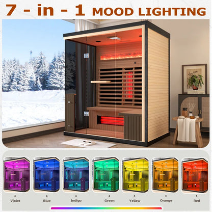 3-4 Person Indoor Bluetooth Compatible Far Infrared Sauna in Hemlock