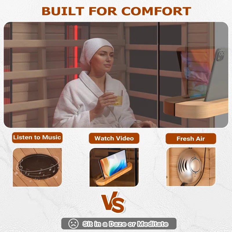 3-4 Person Indoor Bluetooth Compatible Far Infrared Sauna in Hemlock