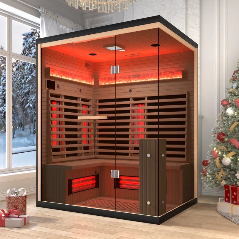 3-4 Person Indoor Bluetooth Compatible Far Infrared Sauna in Hemlock
