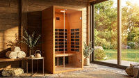 1 Person Extendable FAR Infrared Sauna for Home, Hemlock Wood Low EMF 6 Carbon Heaters Indoor Saunas with LED Lights, Bluetooth Speaker, Digital Control Panel, and Seating Bench — Lifestyle